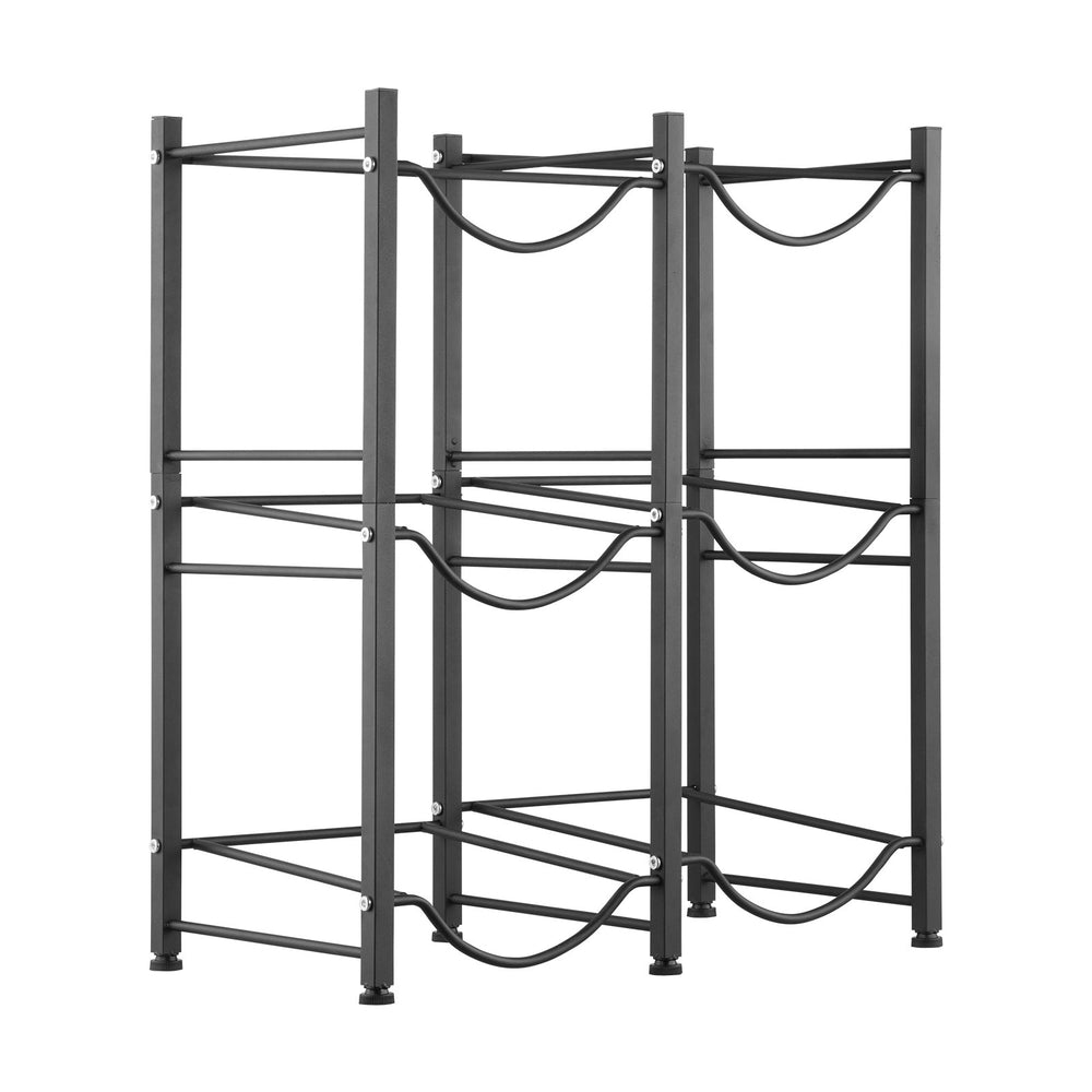 VEVOR 3 Tiers Water Jug Holder, 5 Gallon Water Bottle Holder, Double Row Water Bottle Rack for 6 Bottles, Heavy Duty Water Jug Rack for Kitchen, Office, Living Room, Black