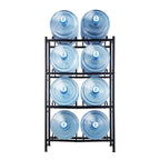 VEVOR 4 Tiers Water Jug Holder, 5 Gallon Water Bottle Holder, Double Row Water Bottle Rack for 8 Bottles, Heavy Duty Water Jug Rack for Kitchen, Office, Living Room, Black