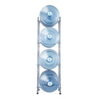 VEVOR 4 Tiers Water Jug Holder, 5 Gallon Water Bottle Holder, Single Row Water Bottle Rack for 4 Bottles, Heavy Duty Water Jug Rack for Kitchen, Office, Living Room, Silver