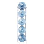 VEVOR 5 Tiers Water Jug Holder, 5 Gallon Water Bottle Holder, Single Row Water Bottle Rack for 5 Bottles, Heavy Duty Water Jug Rack for Kitchen, Office, Living Room, Silver