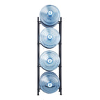 VEVOR 4 Tiers Water Jug Holder, 5 Gallon Water Bottle Holder, Single Row Water Bottle Rack for 4 Bottles, Heavy Duty Water Jug Rack for Kitchen, Office, Living Room, Black