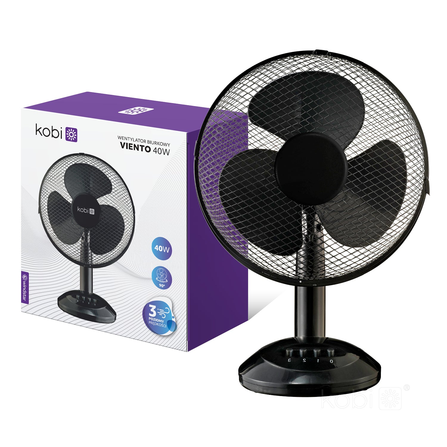 Desk fan VIENTO 40W black Kobi Windstar