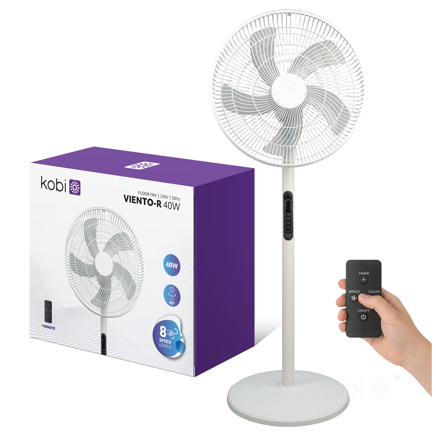 Floor fan VIENTO-R 40W white Kobi Windstar
