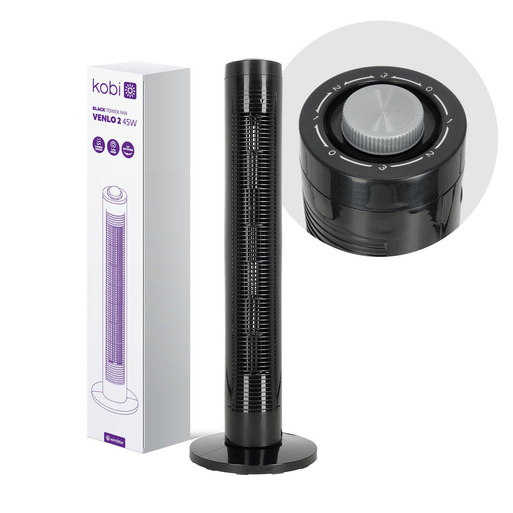 Tower fan VENLO 2 45W black Kobi Windstar