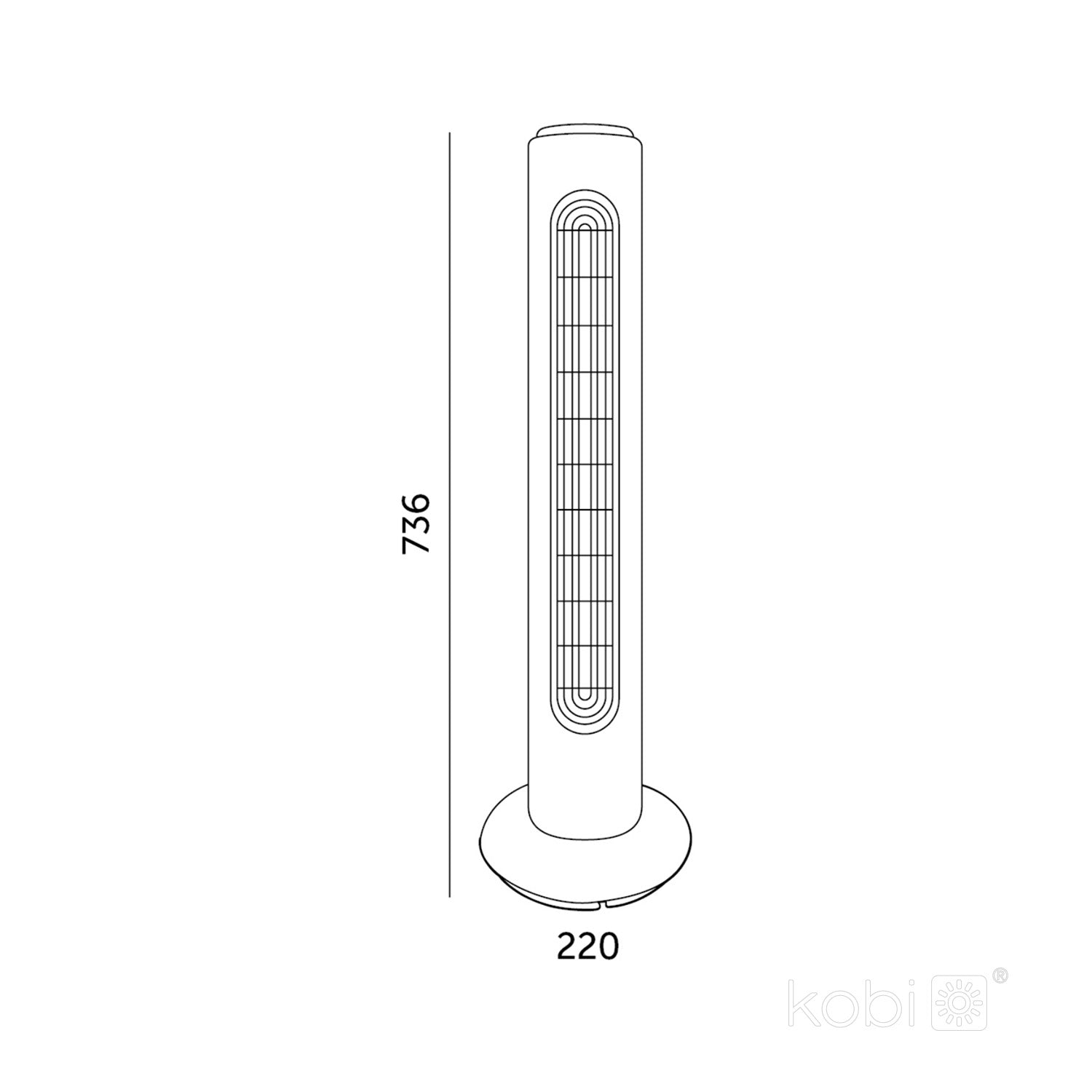 Tower fan VENLO 45W black Kobi