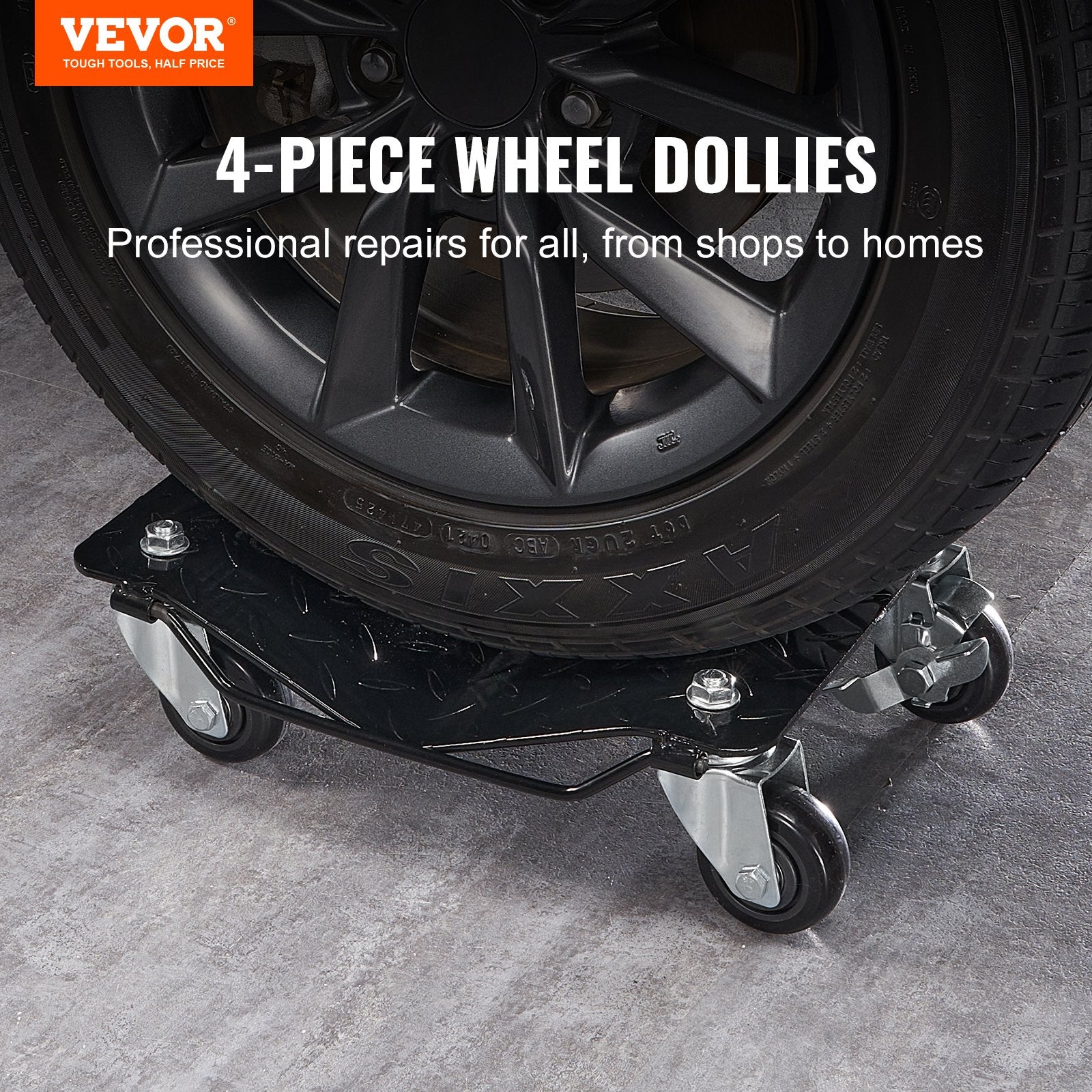 VEVOR Car Dolly Wheel Tire Dolly 4 PCS Heavy Duty Skate Auto Repair Dolly 2721.6 kg