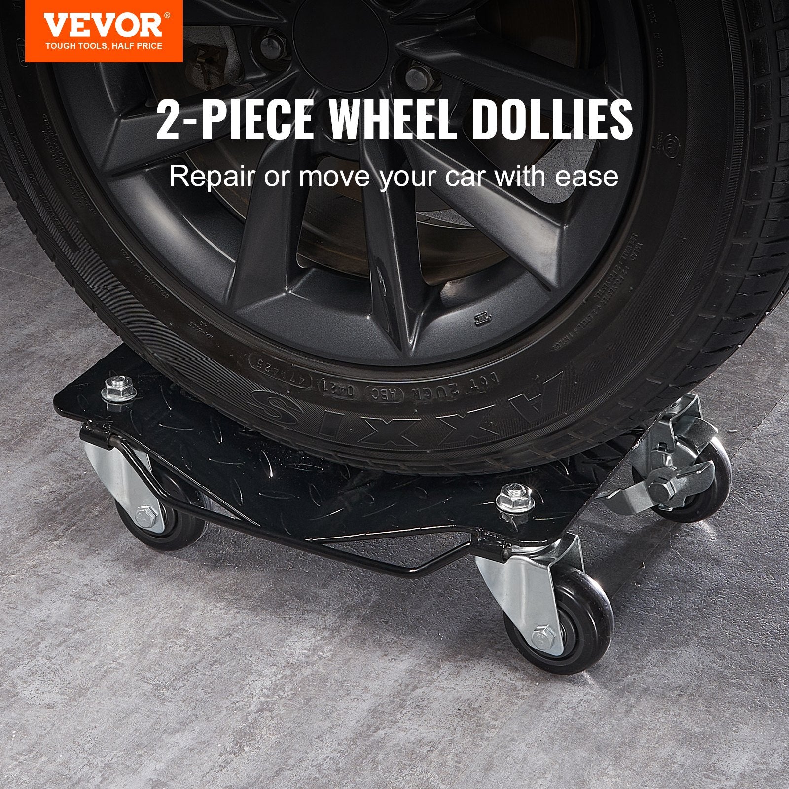 VEVOR Car Dolly Wheel Tire Dolly 2 PCS Heavy Duty Skate Auto Repair Dolly 1360.8 kg