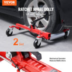 VEVOR Wheel Dolly, Max Capacity 1500 Lbs Car Dolly, Car Jack Dolly Lifter with 360° Rotatable Wheels, Heavy Duty Vehicle Positioning Ratchet Tire Jack, for Vehicle Car Auto Repair Moving, Set of 2