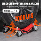 VEVOR Wheel Dolly, 8000 lbs Capacity Heavy-Duty Steel Car Mover, Wheel Dolly Car Tire Stake Set with Brakes, Vehicle Moving Cart Moving Cars, Trucks, Trailers, Motorcycles, and Boats, Set of 4, Red