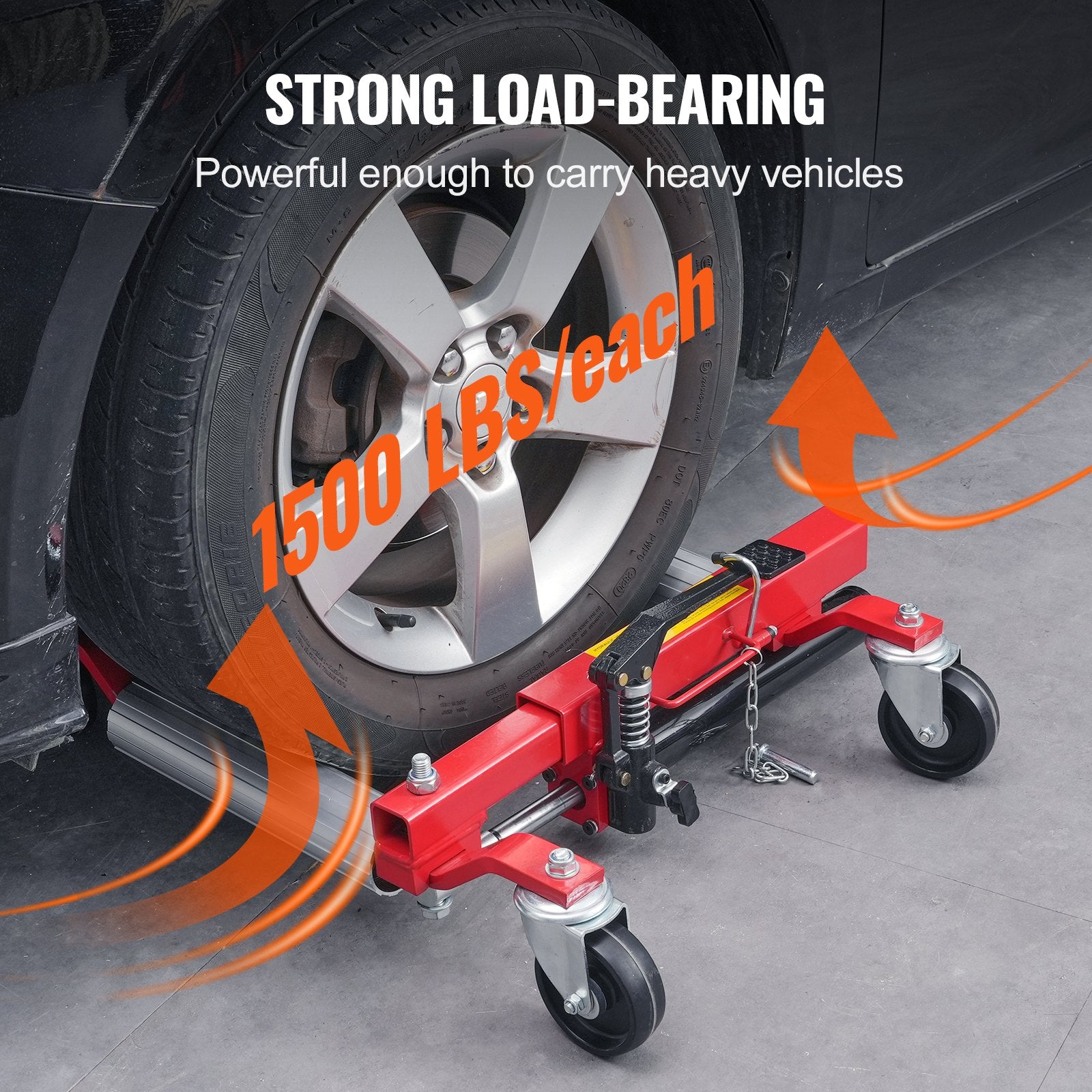 VEVOR Wheel Dolly, Max Capacity 1500 Lbs Car Dolly, Car Jack Dolly Lifter with 360° Rotatable Wheels, Heavy Duty Vehicle Positioning Hydraulic Tire Jack, for Vehicle Car Auto Repair Moving, Set of 2