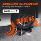 VEVOR Car Dolly Wheel Tire Dolly 2 PCS Heavy Duty Skate Auto Repair Dolly 1360.8 kg