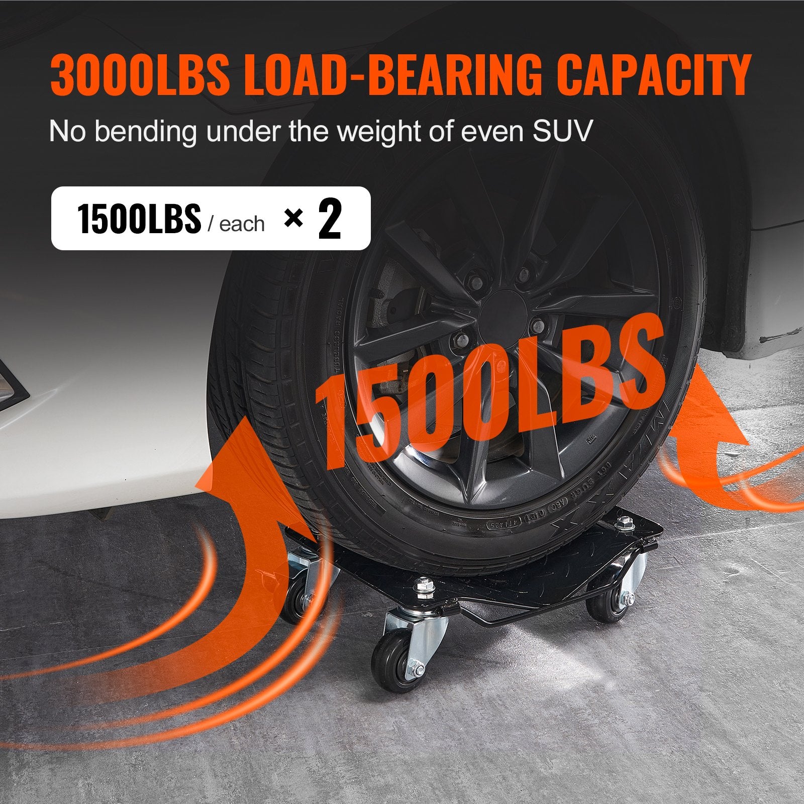 VEVOR Car Dolly Wheel Tire Dolly 2 PCS Heavy Duty Skate Auto Repair Dolly 1360.8 kg