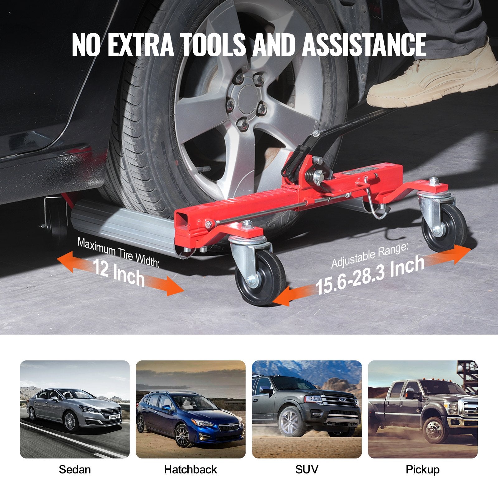 VEVOR Wheel Dolly, Max Capacity 1500 Lbs Car Dolly, Car Jack Dolly Lifter with 360° Rotatable Wheels, Heavy Duty Vehicle Positioning Ratchet Tire Jack, for Vehicle Car Auto Repair Moving, Set of 2