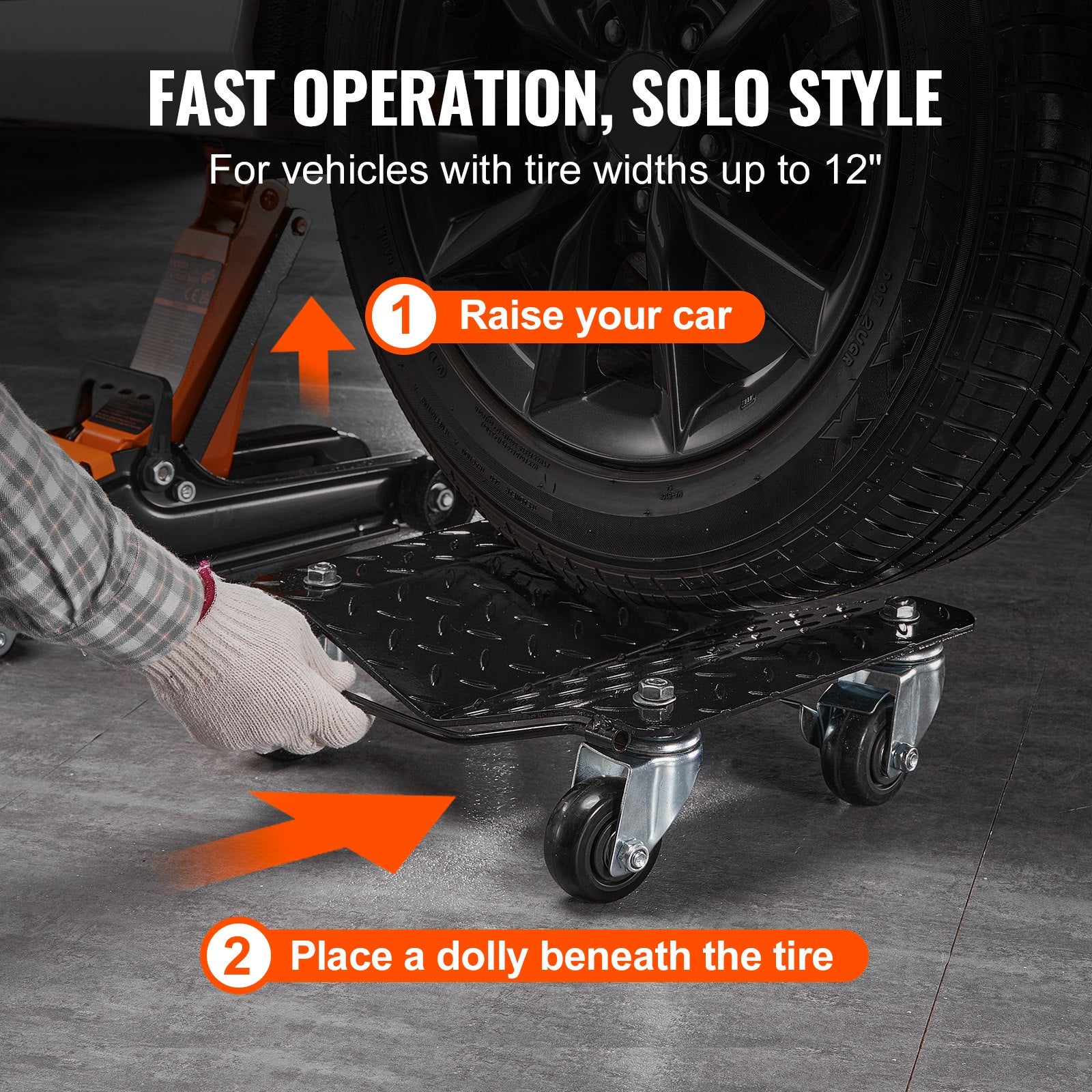 VEVOR Car Dolly Wheel Tire Dolly 2 PCS Heavy Duty Skate Auto Repair Dolly 1360.8 kg