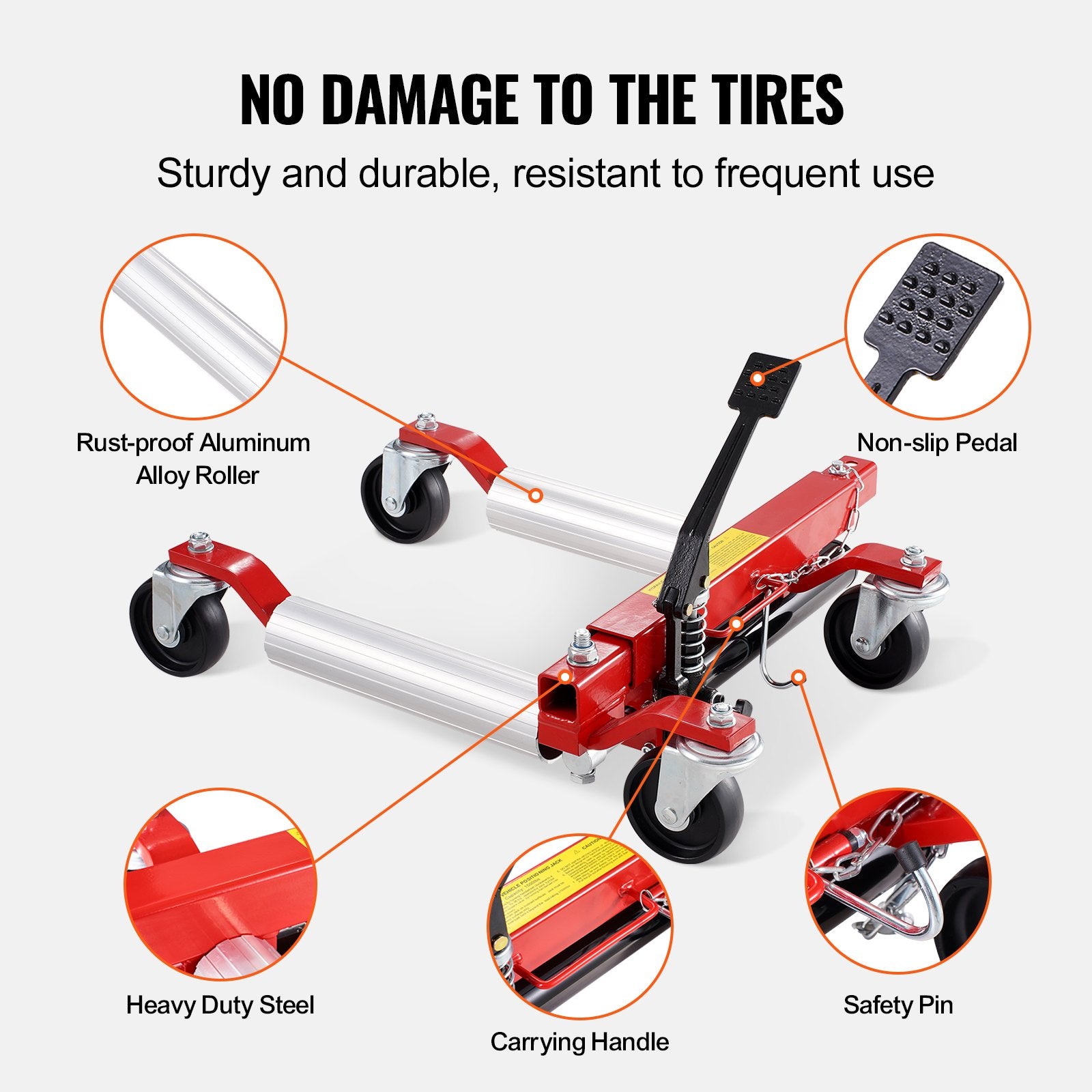 VEVOR Wheel Dolly, Max Capacity 1500 Lbs Car Dolly, Car Jack Dolly Lifter with 360° Rotatable Wheels, Heavy Duty Vehicle Positioning Hydraulic Tire Jack, for Vehicle Car Auto Repair Moving, Set of 2