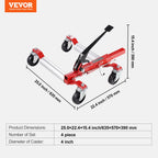 VEVOR Wheel Dolly, Max Capacity 1500 Lbs Car Dolly, Car Jack Dolly Lifter with 360° Rotatable Wheels, Heavy Duty Vehicle Positioning Ratchet Tire Jack, for Vehicle Car Auto Repair Moving, Set of 4