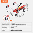 VEVOR Wheel Dolly, Max Capacity 1500 Lbs Car Dolly, Car Jack Dolly Lifter with 360° Rotatable Wheels, Heavy Duty Vehicle Positioning Hydraulic Tire Jack, for Vehicle Car Auto Repair Moving, Set of 2