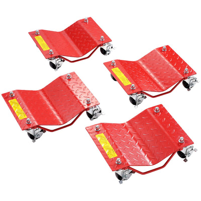 VEVOR Wheel Dolly, 8000 lbs Capacity Heavy-Duty Steel Car Mover, Wheel Dolly Car Tire Stake Set with Brakes, Vehicle Moving Cart Moving Cars, Trucks, Trailers, Motorcycles, and Boats, Set of 4, Red