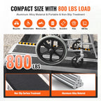 VEVOR Portable Wheelchair Ramp, 243.8 cm 363 kg Capacity, Non-Slip Aluminum Folding Threshold Ramp, Foldable Mobility Scooter Ramp Wheel Chair Ramp, Handicap Ramp for Home Steps, Stairs, Doorways, Curbs