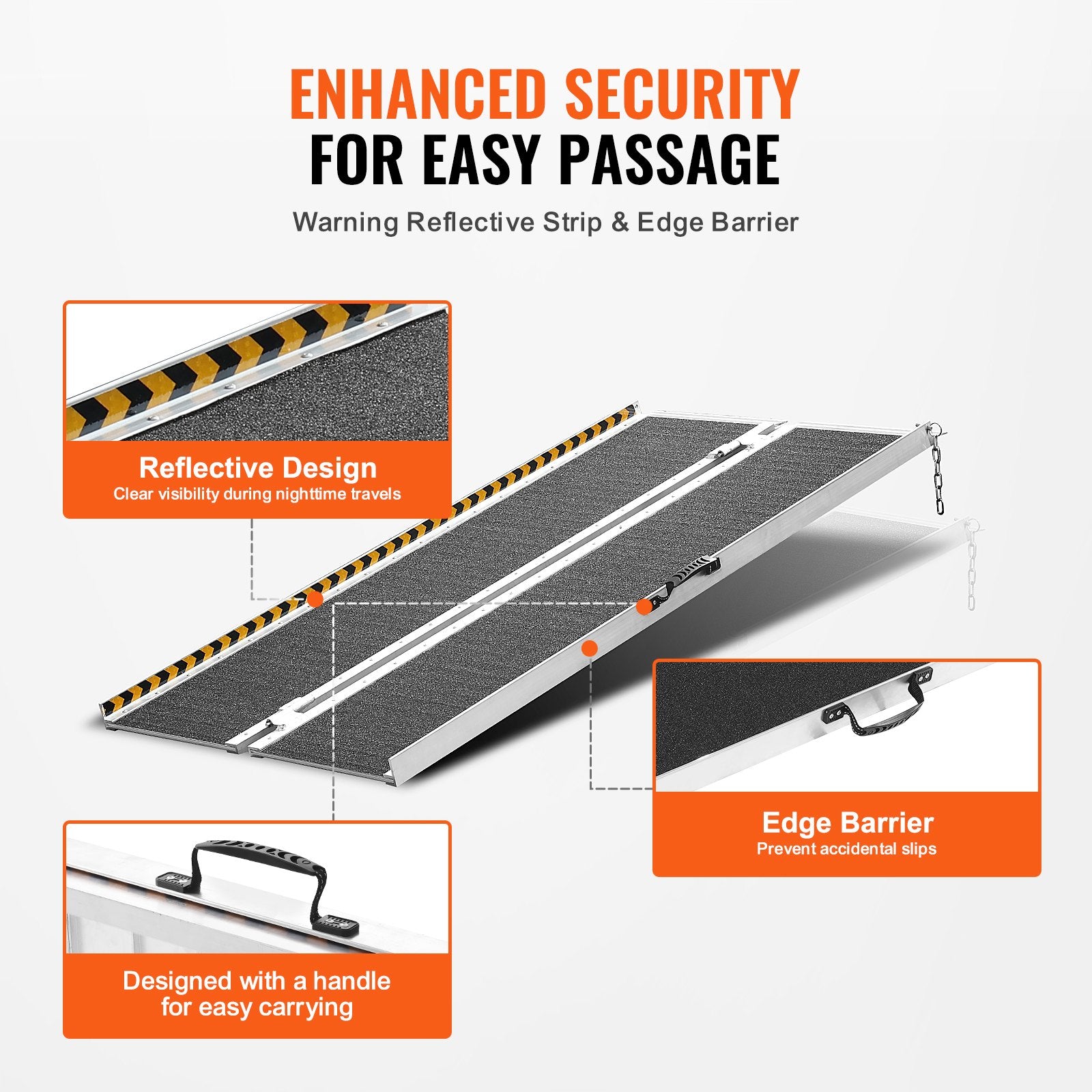 VEVOR Portable Wheelchair Ramp, 152 cm 363 kg Capacity, Non-Slip Aluminum Folding Threshold Ramp, Foldable Mobility Scooter Ramp Wheel Chair Ramp, Handicap Ramp for Home Steps, Stairs, Doorways, Curbs