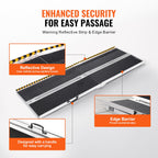 VEVOR Portable Wheelchair Ramp, 243.8 cm 363 kg Capacity, Non-Slip Aluminum Folding Threshold Ramp, Foldable Mobility Scooter Ramp Wheel Chair Ramp, Handicap Ramp for Home Steps, Stairs, Doorways, Curbs