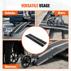 VEVOR Portable Wheelchair Ramp, 243.8 cm 363 kg Capacity, Non-Slip Aluminum Folding Threshold Ramp, Foldable Mobility Scooter Ramp Wheel Chair Ramp, Handicap Ramp for Home Steps, Stairs, Doorways, Curbs