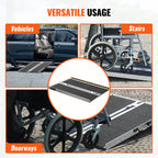 VEVOR Portable Wheelchair Ramp, 61 cm 362.9 kg Capacity, Non-Slip Aluminum Folding Threshold Ramp, Foldable Mobility Scooter Ramp Wheel Chair Ramp, Handicap Ramp for Home Steps, Stairs, Doorways, Curbs