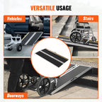 VEVOR Portable Wheelchair Ramp, 182.9 cm 362.9 kg Capacity, Non-Slip Aluminum Folding Threshold Ramp, Foldable Mobility Scooter Ramp Wheel Chair Ramp, Handicap Ramp for Home Steps, Stairs, Doorways, Curbs