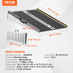 VEVOR Portable Wheelchair Ramp, 91.4 cm 362.9 kg Capacity, Non-Slip Aluminum Folding Threshold Ramp, Foldable Mobility Scooter Ramp Wheel Chair Ramp, Handicap Ramp for Home Steps, Stairs, Doorways, Curbs