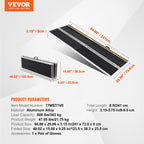 VEVOR Portable Wheelchair Ramp, 243.8 cm 363 kg Capacity, Non-Slip Aluminum Folding Threshold Ramp, Foldable Mobility Scooter Ramp Wheel Chair Ramp, Handicap Ramp for Home Steps, Stairs, Doorways, Curbs