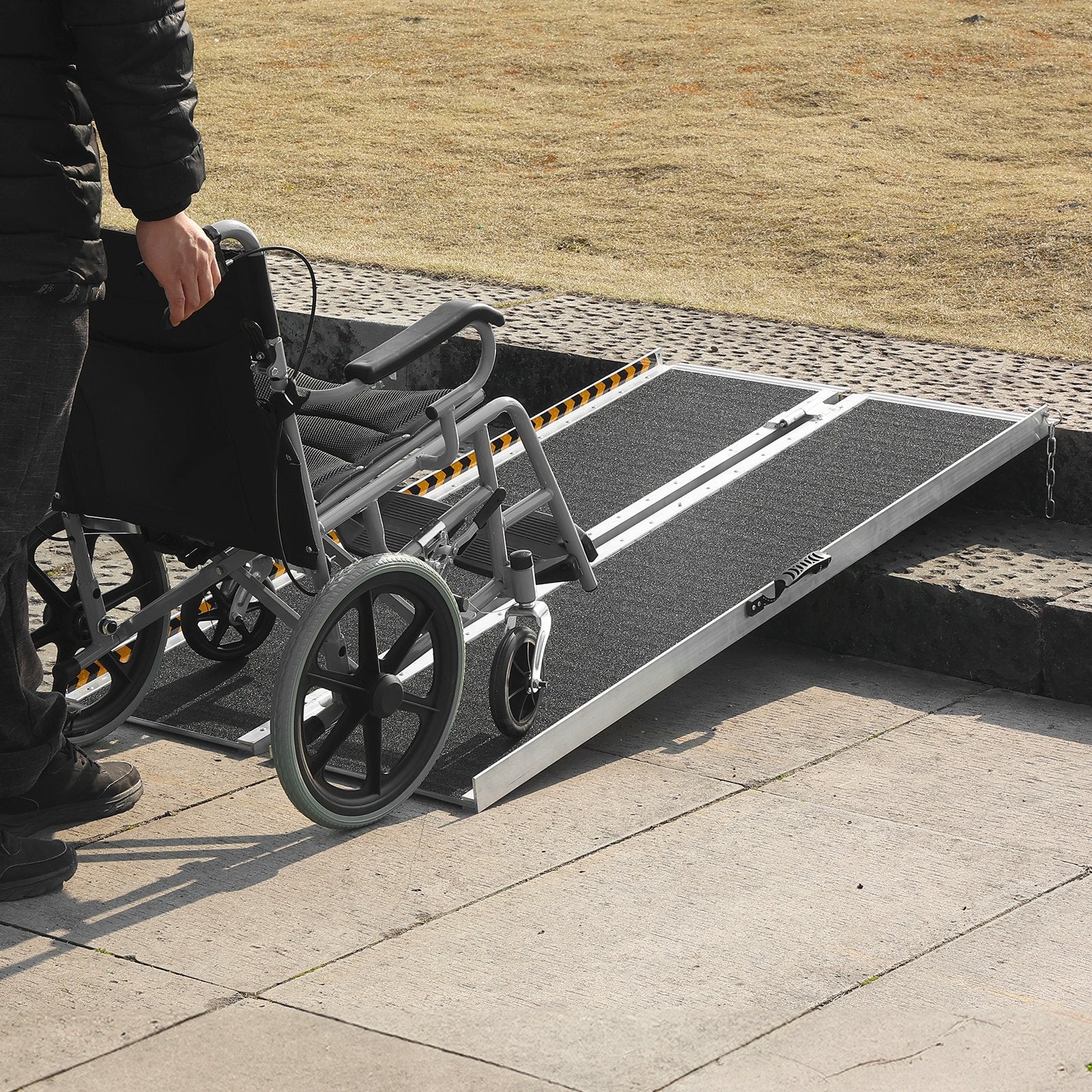 VEVOR Portable Wheelchair Ramp, 182.9 cm 362.9 kg Capacity, Non-Slip Aluminum Folding Threshold Ramp, Foldable Mobility Scooter Ramp Wheel Chair Ramp, Handicap Ramp for Home Steps, Stairs, Doorways, Curbs