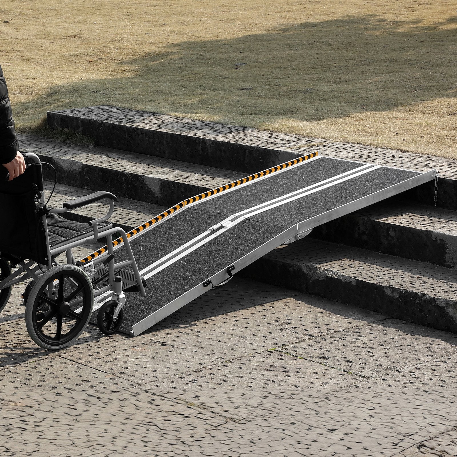 VEVOR Portable Wheelchair Ramp, 243.8 cm 363 kg Capacity, Non-Slip Aluminum Folding Threshold Ramp, Foldable Mobility Scooter Ramp Wheel Chair Ramp, Handicap Ramp for Home Steps, Stairs, Doorways, Curbs