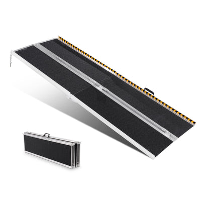 VEVOR Portable Wheelchair Ramp, 243.8 cm 363 kg Capacity, Non-Slip Aluminum Folding Threshold Ramp, Foldable Mobility Scooter Ramp Wheel Chair Ramp, Handicap Ramp for Home Steps, Stairs, Doorways, Curbs