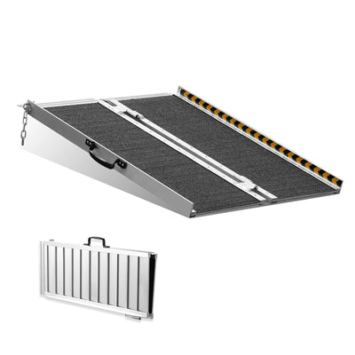 VEVOR Portable Wheelchair Ramp, 61 cm 362.9 kg Capacity, Non-Slip Aluminum Folding Threshold Ramp, Foldable Mobility Scooter Ramp Wheel Chair Ramp, Handicap Ramp for Home Steps, Stairs, Doorways, Curbs