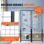 VEVOR 61 x 170.7 cm Grid Wall Panels Tower, 2 Packs Wire Gridwall Display Racks with T-Base Floorstanding, Double Side Gridwall Panels for Art Craft Shows, Retail Display with Extra Clips and Hooks
