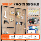 VEVOR 61 x 170.7 cm Grid Wall Panels Tower, 2 Packs Wire Gridwall Display Racks with T-Base Floorstanding, Double Side Gridwall Panels for Art Craft Shows, Retail Display with Extra Clips and Hooks