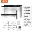 VEVOR 61 x 170.7 cm Grid Wall Panels Tower, 2 Packs Wire Gridwall Display Racks with T-Base Floorstanding, Double Side Gridwall Panels for Art Craft Shows, Retail Display with Extra Clips and Hooks