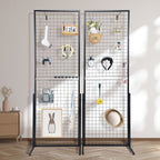 VEVOR 61 x 170.7 cm Grid Wall Panels Tower, 2 Packs Wire Gridwall Display Racks with T-Base Floorstanding, Double Side Gridwall Panels for Art Craft Shows, Retail Display with Extra Clips and Hooks