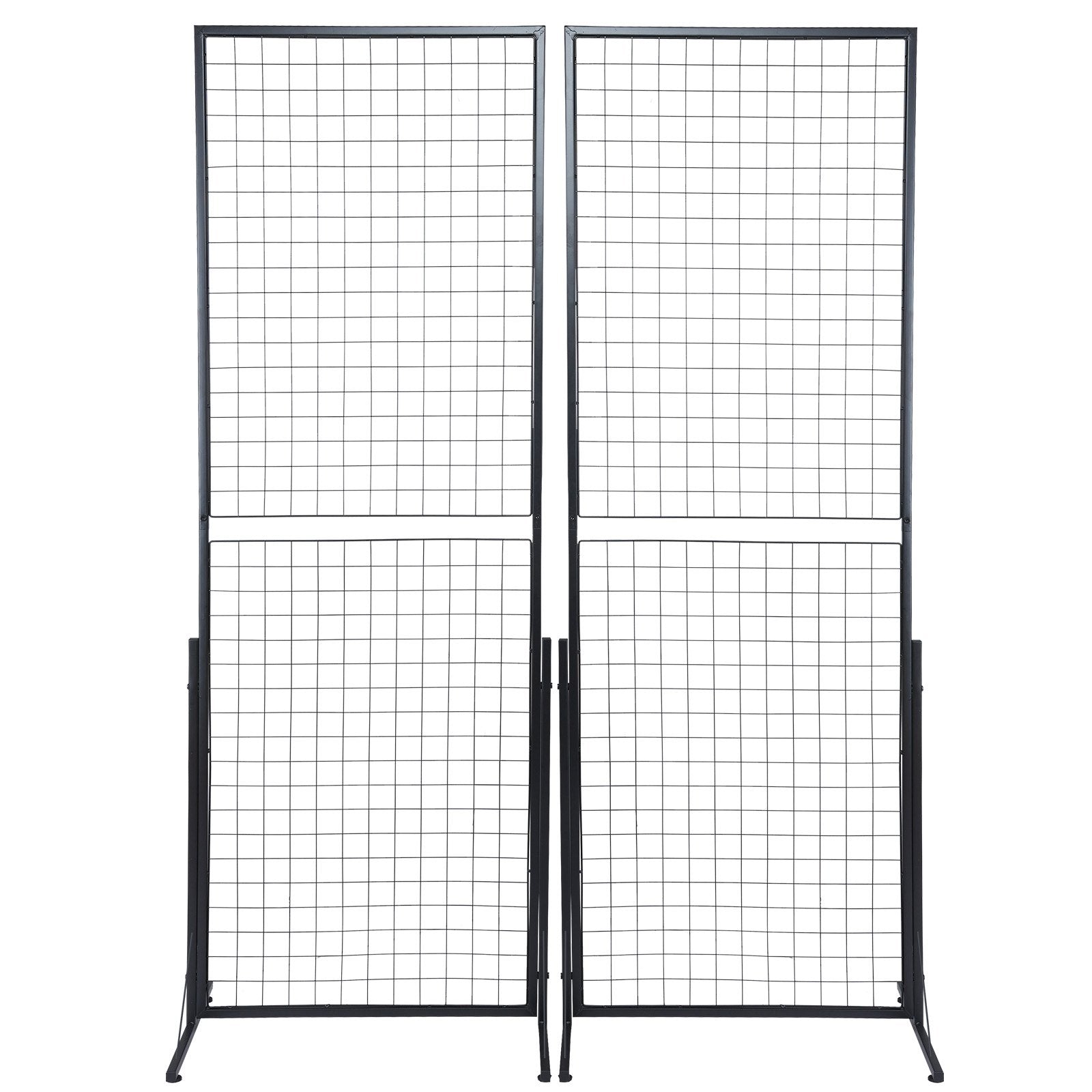 VEVOR 61 x 170.7 cm Grid Wall Panels Tower, 2 Packs Wire Gridwall Display Racks with T-Base Floorstanding, Double Side Gridwall Panels for Art Craft Shows, Retail Display with Extra Clips and Hooks
