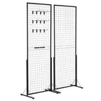 VEVOR 61 x 170.7 cm Grid Wall Panels Tower, 2 Packs Wire Gridwall Display Racks with T-Base Floorstanding, Double Side Gridwall Panels for Art Craft Shows, Retail Display with Extra Clips and Hooks