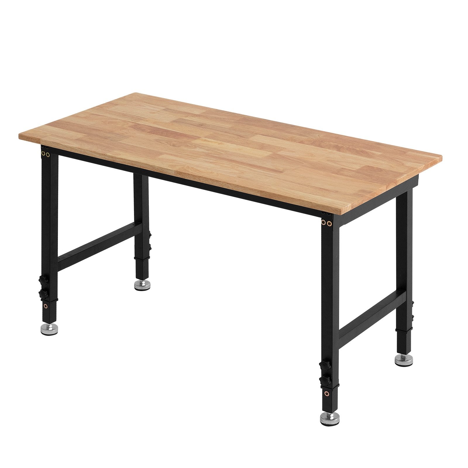 VEVOR Adjustable Workbench, 680 kg Capacity, 122 x 60 cm Oak Wood Top Workbench with 67-102 cm Height Adjustment, Heavy-Duty Hardwood Worktable for Garage, Workshop, Home, Office, Commercial