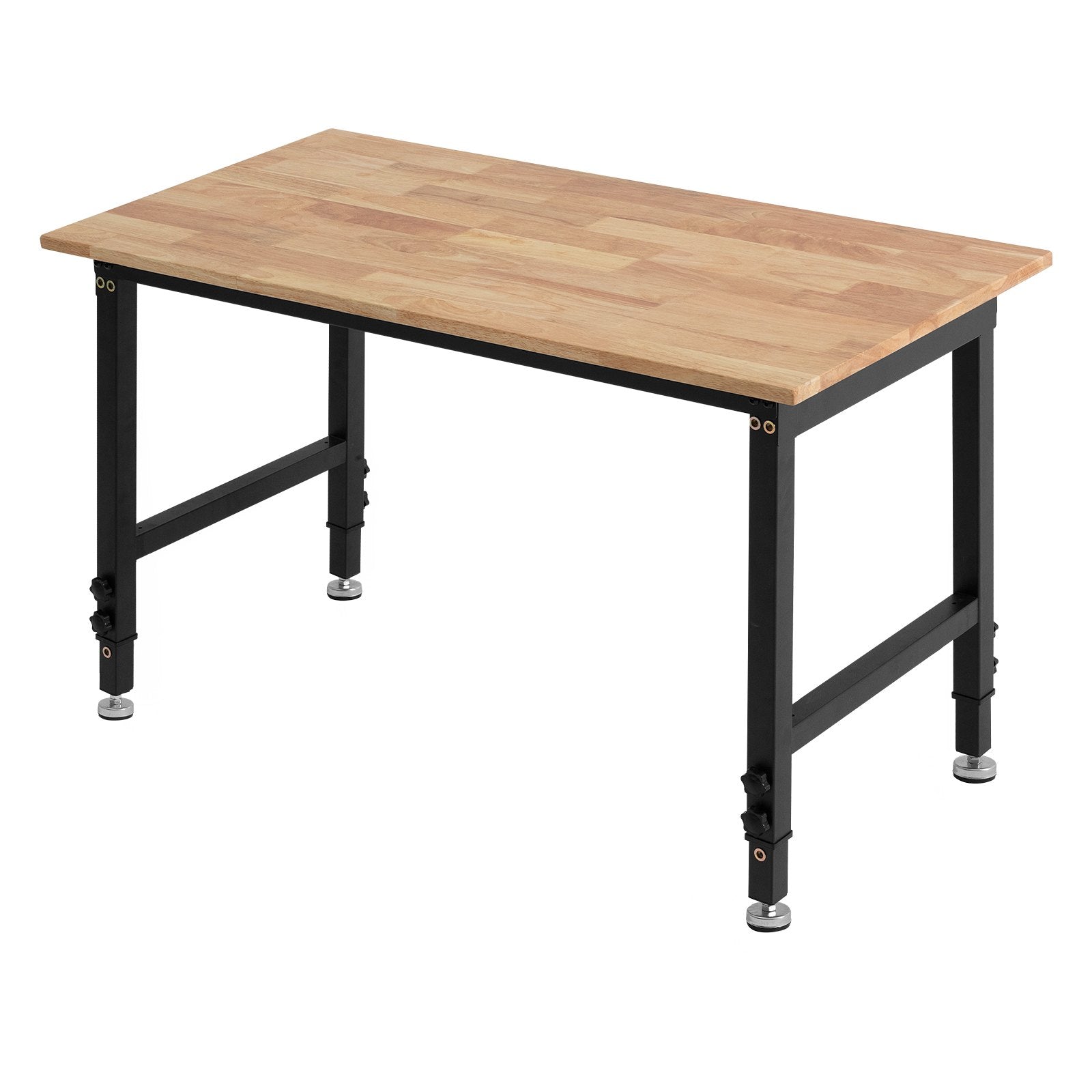 VEVOR Adjustable Workbench, 680 kg Capacity, 122 x 60 cm Oak Wood Top Workbench with 67-102 cm Height Adjustment, Heavy-Duty Hardwood Worktable for Garage, Workshop, Home, Office, Commercial
