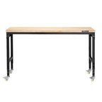 VEVOR 1524 mm Adjustable Workbench, 907 kg Load, Work Bench with Power Outlet, Wheels, and Pegboard, Heavy Duty Oak Wood Top Work Table for Garage, Workshop, Office, and Home