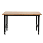 VEVOR Adjustable Workbench, 680 kg Capacity, 122 x 60 cm Oak Wood Top Workbench with 67-102 cm Height Adjustment, Heavy-Duty Hardwood Worktable for Garage, Workshop, Home, Office, Commercial