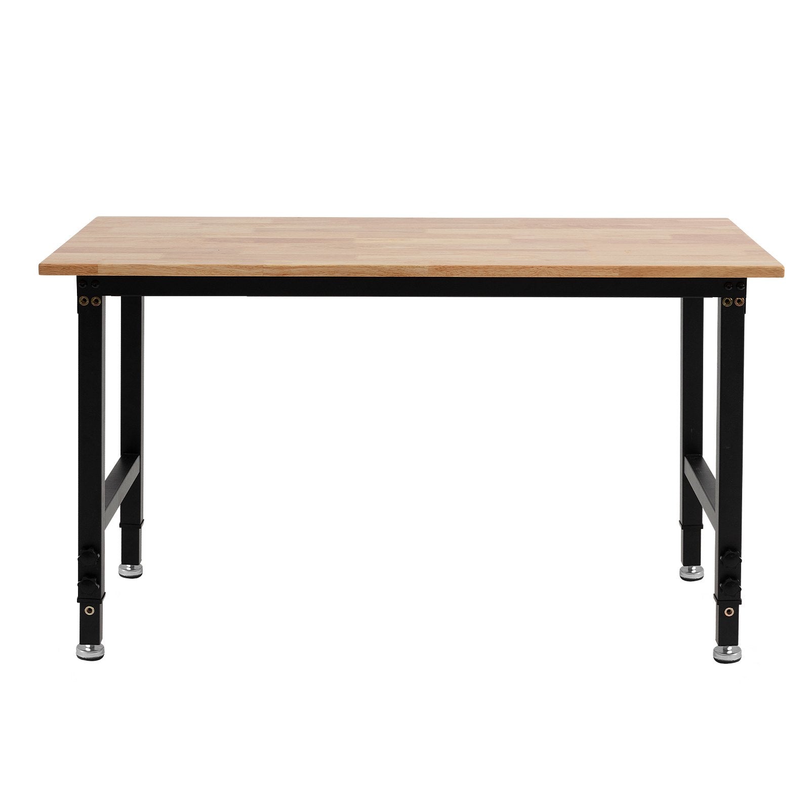VEVOR Adjustable Workbench, 680 kg Capacity, 122 x 60 cm Oak Wood Top Workbench with 67-102 cm Height Adjustment, Heavy-Duty Hardwood Worktable for Garage, Workshop, Home, Office, Commercial