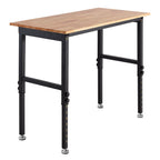 VEVOR Adjustable Workbench, 680 kg Capacity, 122 x 60 cm Oak Wood Top Workbench with 67-102 cm Height Adjustment, Heavy-Duty Hardwood Worktable for Garage, Workshop, Home, Office, Commercial