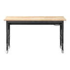 VEVOR 1524 mm Adjustable Workbench, 680 kg Load Capacity, Garage Workbench with Drawer, Power Outlet, Wheels, and Pegboard, Heavy Duty Oak Wood Top Work Table for Garage, Workshop, Office, and Home