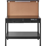VEVOR Workbench A3 Steel Work Bench For Garage max. 1500W Heavy Duty Workbench 220lbs Weight Capacity 0.47" Bench top Thickness Hardwood Workbench 1.5m Cable 4xAC outlets 2xUSB ports 30xHooks