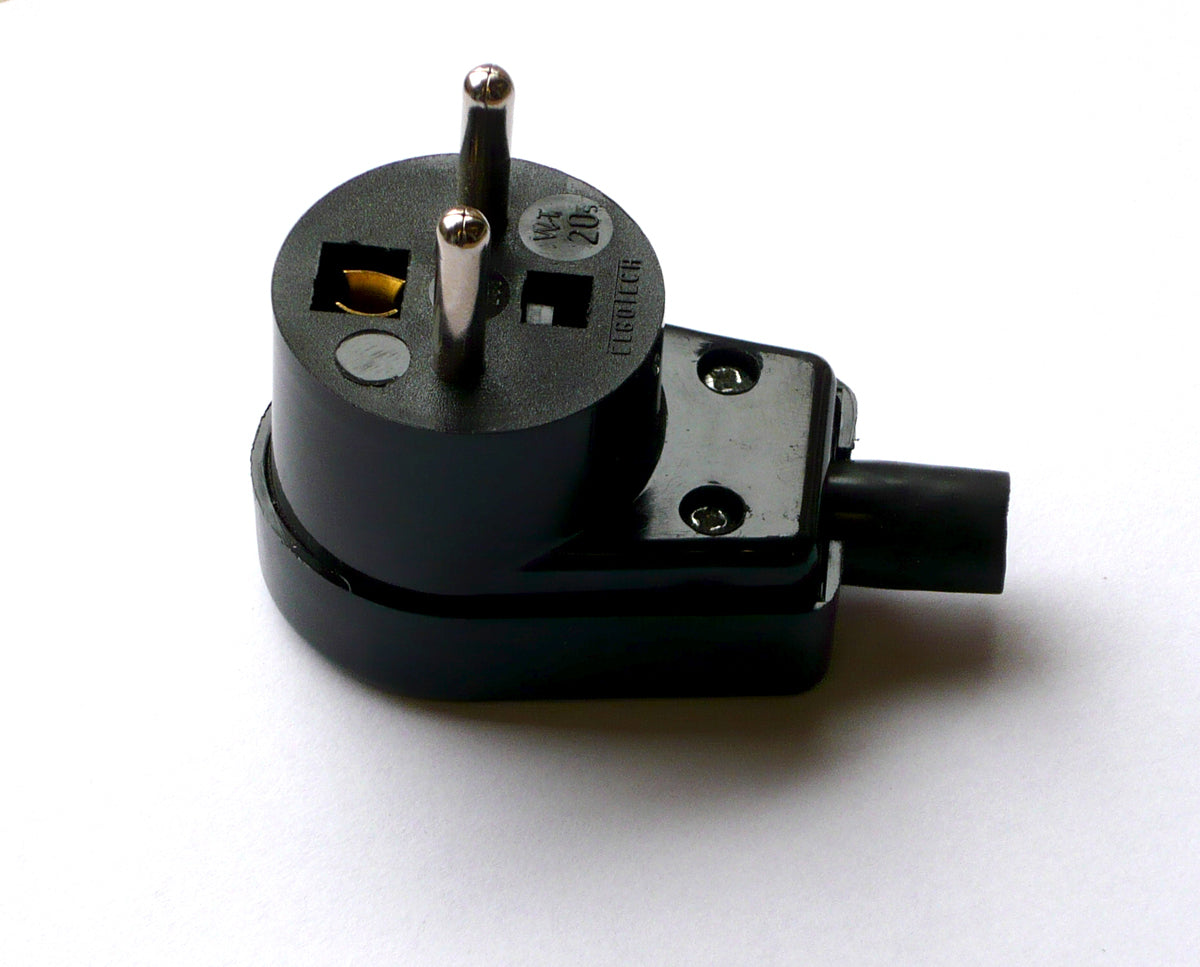 Angle plug with grounding black Elgotech