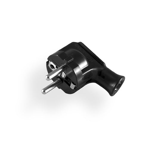 Angle plug with grounding UNISCHUKO black Elgotech